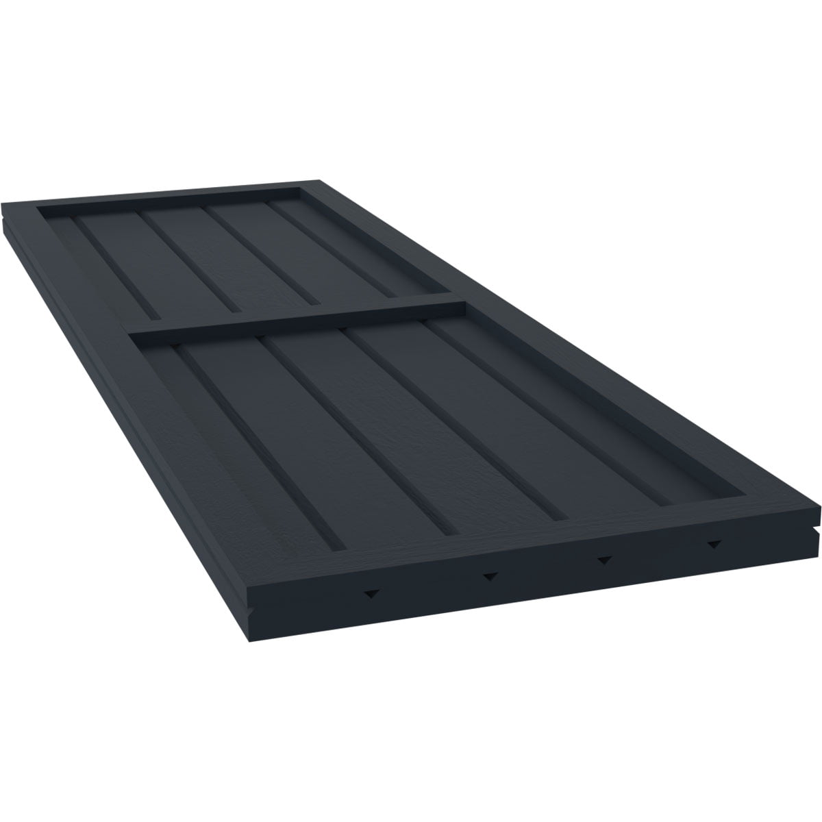Ekena Millwork 17 1/2"W x 45"H Americraft Five Board Exterior Real Wood Two Equal Panel Framed Board-n-Batten Shutters (Per Pair), Starless Night Blue