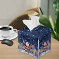 thumbnail image 2 of ZIATUBLE Christmas Santa Claus Square Tissue Box Cover Snowflakes PU Tissue Box Cover Cute Soft Napkin Organizer Dispenser Washable Facial Napkin Box Holders Accessories Decor, 2 of 7