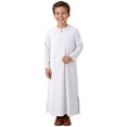 thumbnail image 5 of Thobe for Boy Long Sleeve White Thobe Eid Outfit Boys Size 9-10 Years Clothes, 5 of 9