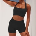 thumbnail image 3 of NIBOLOG Sleeveless Solid Color Vest Shorts Set High Waist Women U-neck Bra Top High Waist Shorts Gym Clothing, 3 of 8