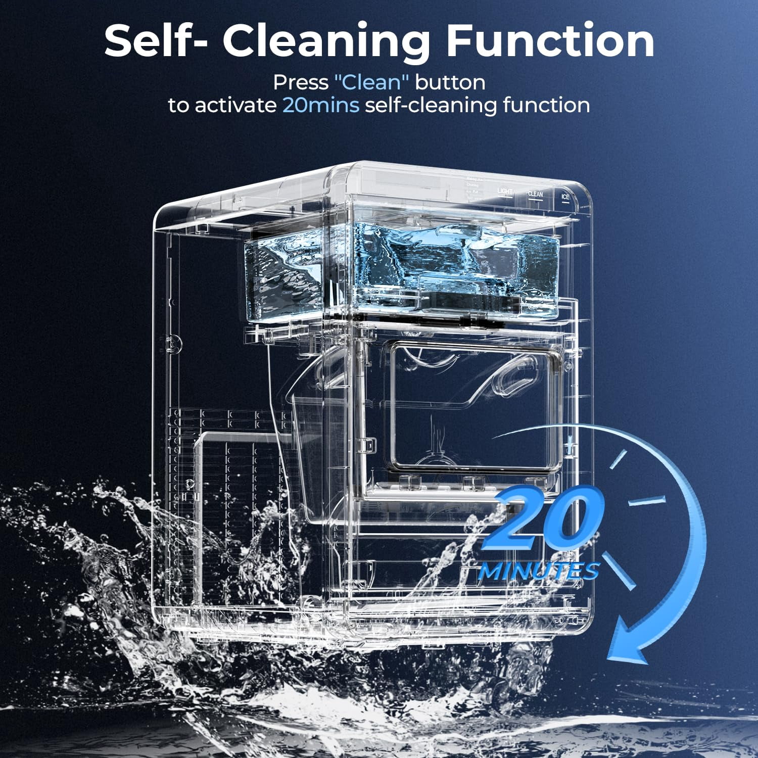 Auseo Nugget Ice Maker Countertop, 44lbs / 24H Chewable Pebble Nugget Ice Machine with LED Display for Home, Office, Bar