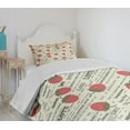 thumbnail image 4 of Ambesonne Fruits Quilted Bedspread Set 2 Pcs, Retro Strawberry Love, Twin Size, Eggshell Ruby Army Green, 4 of 6
