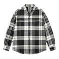thumbnail image 4 of Akmaiox Plaid Flannel Shirts for Women,Long Sleeve Lapel Button Down Shirts,Dressy Casual Business Work Blouses, 4 of 4