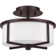thumbnail image 3 of 2 Light Bronze Ceiling Light fixture with Hand Crafted Off-White Fabric Hardback Shade, 3 of 6