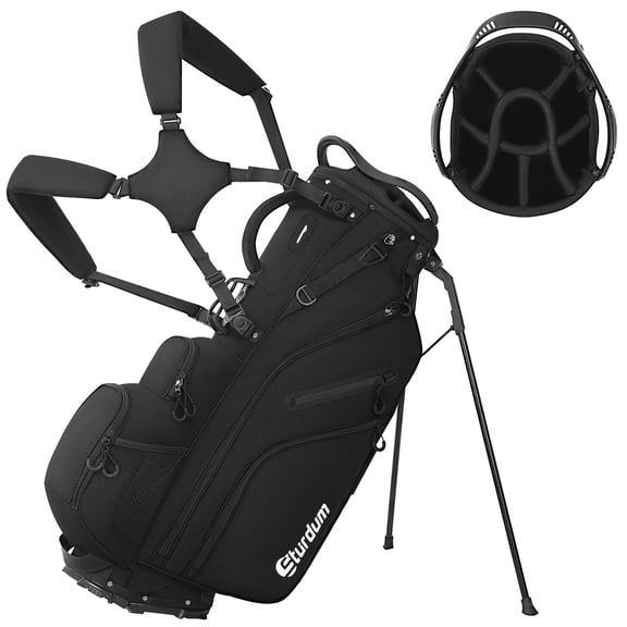 Sturdum 8-Way Golf Stand Bag with Selfie Phone Pocket & MOLLE System, Lightweight 5.5 lb Golf Bag with Full-Length Dividers, Stable Base & Smart Storage for Easy Club Access