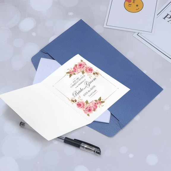 KALLORY 20Pcs Blue Paper Envelopes for Business Invitations and Mailing