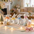 thumbnail image 5 of 2.72in Easter Bunny Tabletop Decoration Resin Rabbit Figurine with Bow for Home Display, Easter Decorations for Home Spring Shelf Centerpiece Decor, 5 of 8