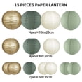 thumbnail image 3 of Paper Decoration Circular Hanging Paper Decorating Rural Parties Bridal Weddings Green Birthday Gold Green 15 Piece Set,4 Different Lanterns,15 Lanterns In Total, 3 of 8