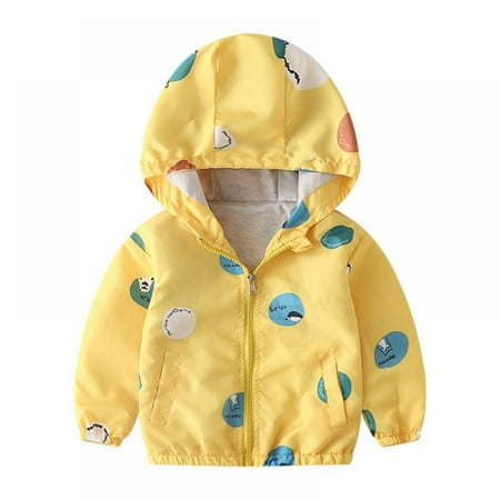 

BULLPIANO Toddler Boys Girls Hooded Jackets Coats Kids Cartoon Printed Zipper Windbreaker Outerwear 12M-6T
