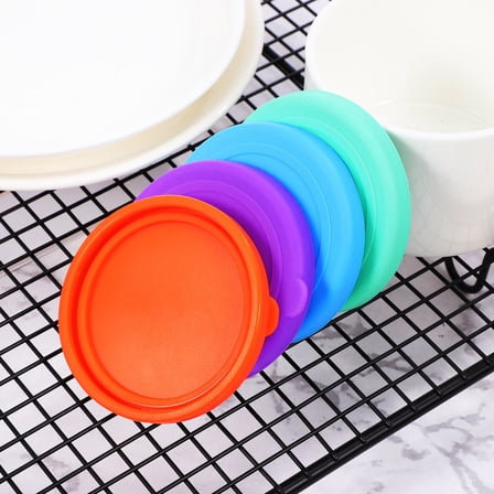 KONTONTY 4pcs Sauce Bowl Lid Replacement Silicone Food Storage Container Lids Reusable Can Covers Cup Bowl Silicone Covers