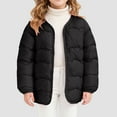 thumbnail image 2 of JUMEYU Jacket for Girls Girls Winter Puffer Lightweight Coat Thick Padded Soft Fleece Jacket with Hood 5T 6T (Black,5-6 Years), 2 of 7