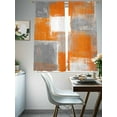 thumbnail image 5 of Burnt Orange Grey Sheer Curtains 63 Inch Length 2 Panels Set, Semi Transparent Voile Rod Pocket Curtains for Living Dining Room Bedroom Drapes Modern Oil Painting White Geometric, 5 of 6
