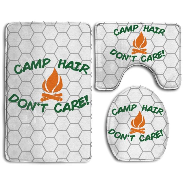 ABPHQTO No importa el cabello del campamento Juego de alfombras de baño de 3 piezas Alfombra de baño Alfombra de contorno y tapa de inodoro ABPHQTO Cont-CHAPPLE-10602