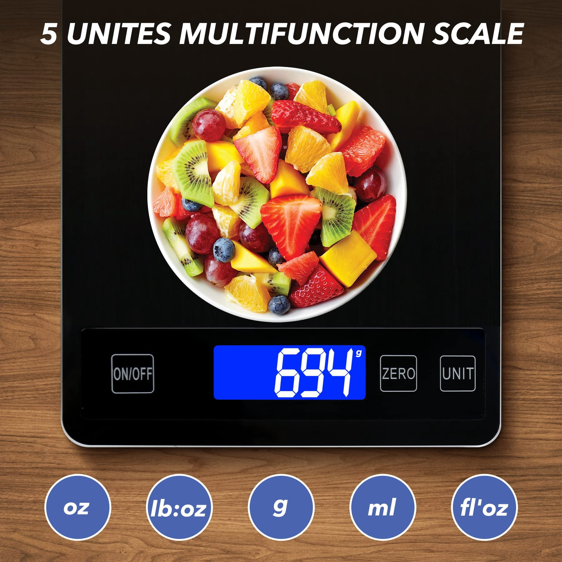 33lb Food Kitchen Digital Scale,1g/0.05oz Precise Graduation, USB Charging Kitchen Scale, Waterproof Stainless Steel with LCD Display, Ounces and Grams for Weight Loss, Cooking, Baking (silvery)