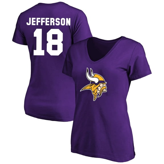Women's Justin Jefferson Purple Minnesota Vikings Plus Size Fair Catch Name & Number Scoop Neck T-Shirt