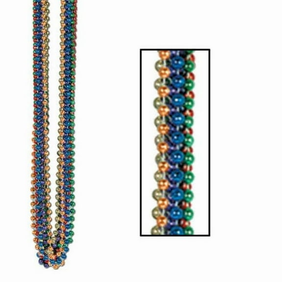 Beistle Dozen School Multi-Colored Small Round Bead Party Necklace Costume Accessory