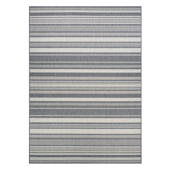 Couristan 3.75' x 5.5' Gray Stripe Rectangular Area Throw Rug