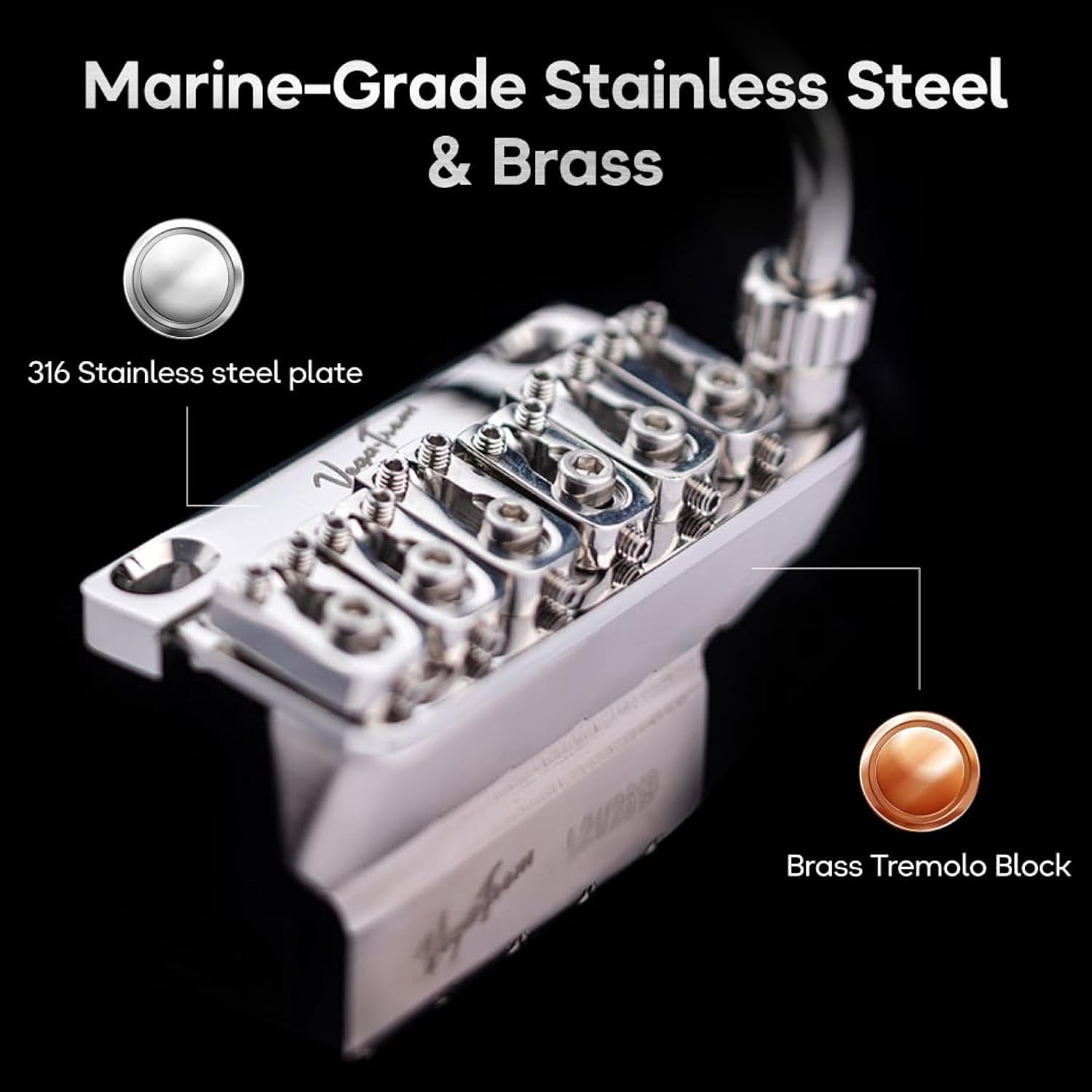 Vega-Trem VT1 Special Standard 6-Screw Stratocaster Guitar Tremolo Bridge For Strat No Mods Easy Installation Glossy, Right