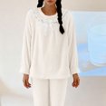 thumbnail image 5 of Sakmal Flannel Nightgowns for Women MooMoo Winter Pajama Sleep Dress White Crew Neck Long Sleeve Womens Nightgowns L, 5 of 7
