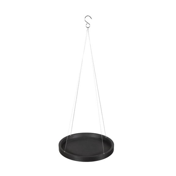 Ecopots Indoor/Outdoor Round Recycled Plastic Modern Hanging Saucer, Dark Grey, 14"