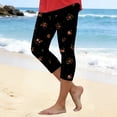 thumbnail image 2 of felwors Multi Floral Print High Waist Capri Leggings for Women Khaki L, 2 of 4