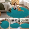 thumbnail image 5 of Teal Boho Round Area Rug 7 FT, Non Slip Living Room Area Carpet, Farmhouse Abstract Geometric Aesthetic Art Washable Soft Circular Rug Non-Shedding Floor Carpet for Bedside Office Play Room Classroom, 5 of 9