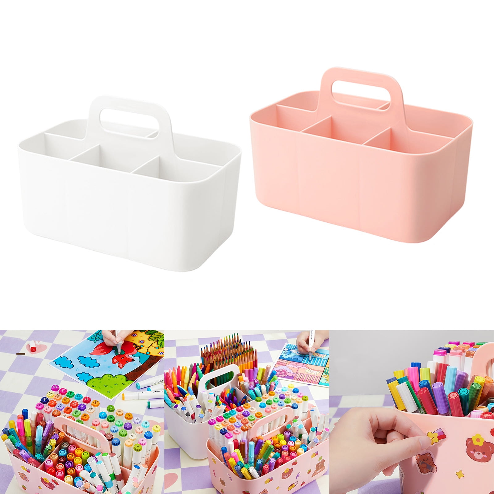 Large Capacity Desktop Stationary with Handle Watercolor Marker Caddies Art Supply Storage Holder