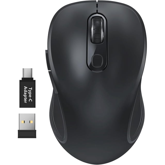 WisFox 2.4G Wireless for Laptop, Ergonomic Computer with USB Receiver and 3 Adjustable Levels, 6 Button Wireless Mice for Windows PC Notebook (Grey)