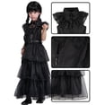 thumbnail image 5 of Girls Halloween Costume Fancy Dress with Wig Black for Kids Carnival Party 7-8 Years, 5 of 7