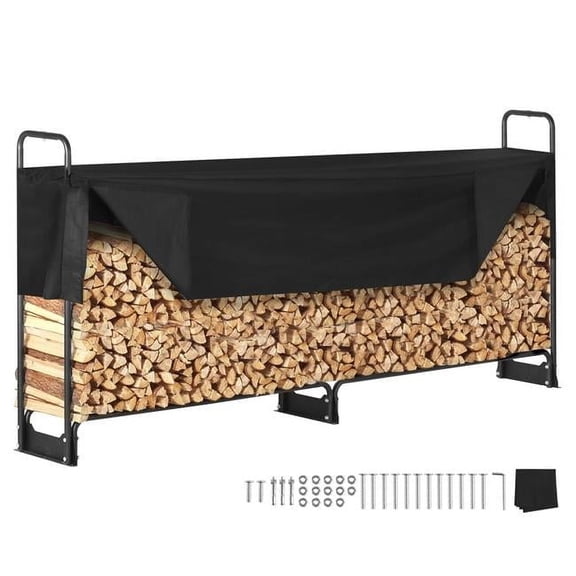 Vevor DCJPSYGNJB102MUXJV0 8.5 ft. Outdoor Firewood Rack with Cover
