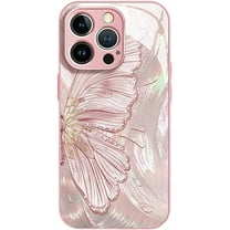 Designed for iPhone Case,Luxury Tempered Glass Butterfly Pattern Camera Lens Protection Shockproof Protective Cover Phone Case (Pink,iPhone 15)