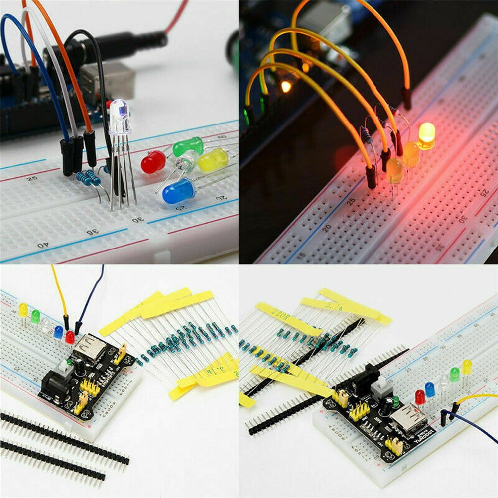 Electronic Component Basic Starter Kit W/830 Tie-Points Breadboard Power Supply