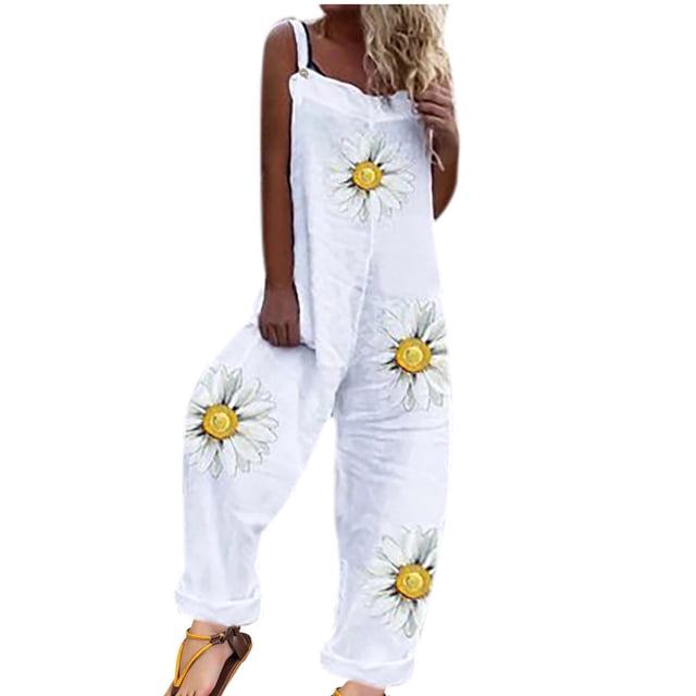 Mono Para Mujer Estilo Étnico de Moda Estampado Hombro Frío Tirantes Cami Pantalones Mono Odeerbi ODB-4