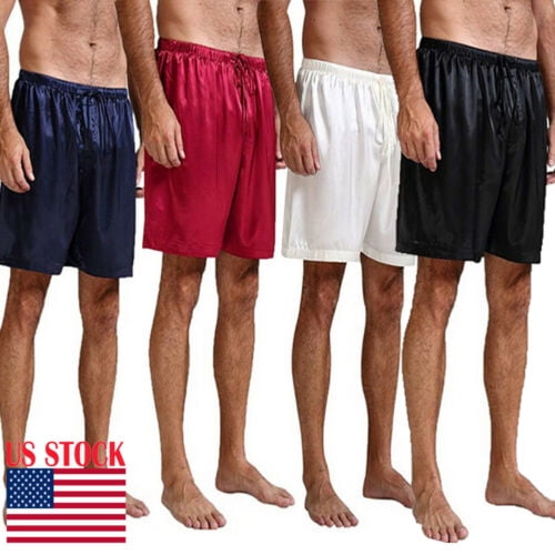 Luethbiezx Mens Silk Satin Pajamas Shorts Pants Sleep Bottoms Nightwear Sleepwear Trousers