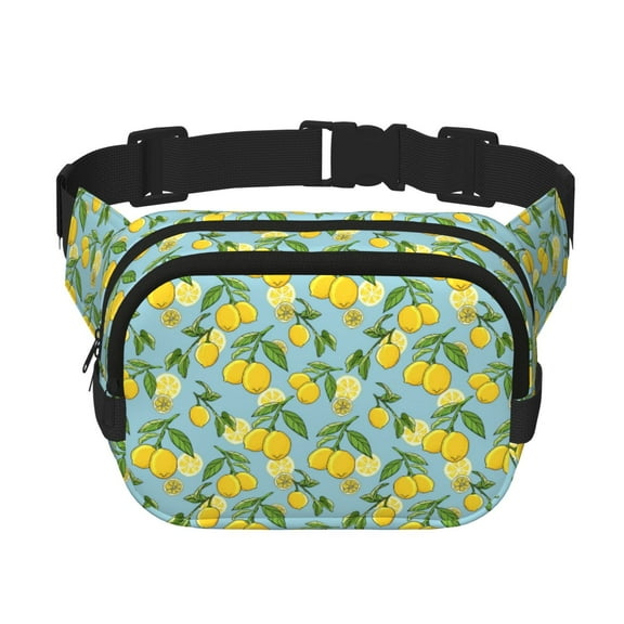 Fuzoiu Lemon (3) Print Unisex Square Double Layer Waist Bag,Crossbody Fanny Pack Travel Workout Accessory