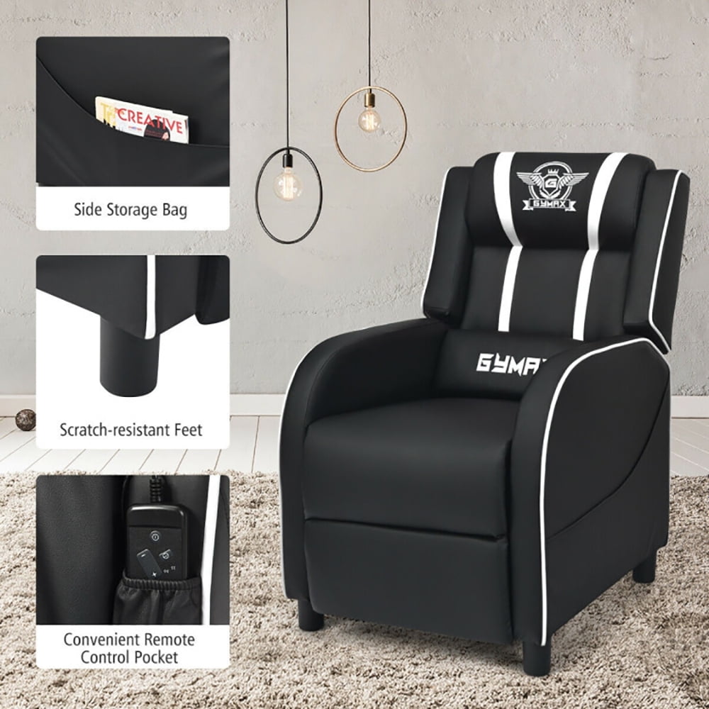 Finihen Massage Recliner Chair, Massage Racing Gaming Single Recliner Chair, for Gaming Room, Home Theater, White Finihen Massage Recliner Chair, Massage Racing Gaming Single Recliner Chair, for Gaming Room, Home Theater, White