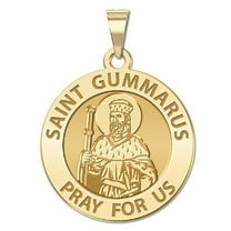 Picturesongold.Com Saint Gummarus Round Religious Medal Necklace Pendants Adult-2/3 14K Yellow Gold