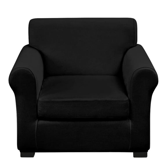 Chririnla 2-Piece Sofa Cover for Living Room, Solid Black Pattern Couch Shield Soft Separate Cushion Cover for Pet