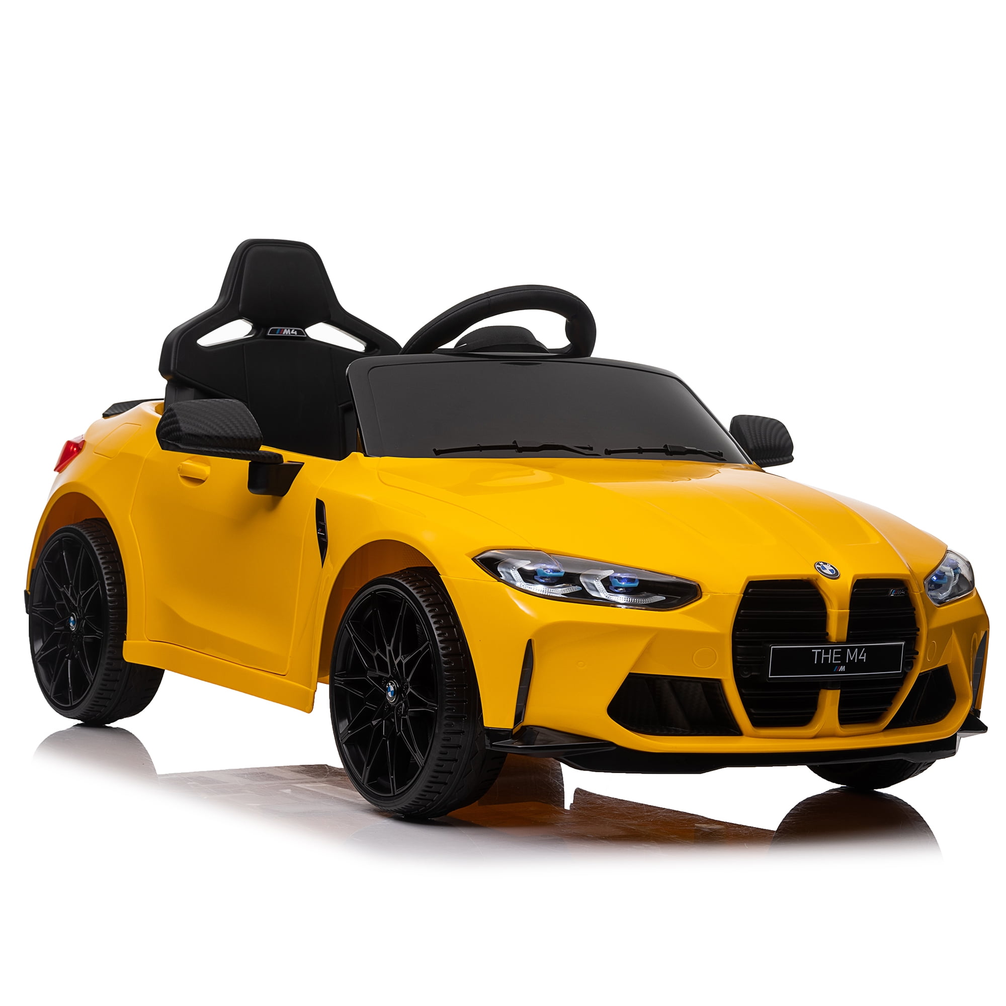 CIPACHO BMW M4 12V Kids Ride On Car with 2.4G Parents Remote Control, Three Speed Adjustable, Electric Car Toy with Power Display, USB, MP3, Bluetooth, Yellow