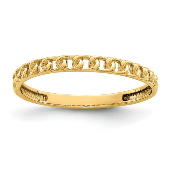 Real 14kt Yellow Gold Link Design Ring Size: 7; for Adults and Teens; for Women and Men