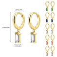 thumbnail image 3 of GHSOHS Silver Earrings Rectangular Colored Zircon Earrings Simple Fashion Real Gold Electroplated Earrings for Women Gold Hoop Earrings Fashion Earings Ear Ring, 3 of 5