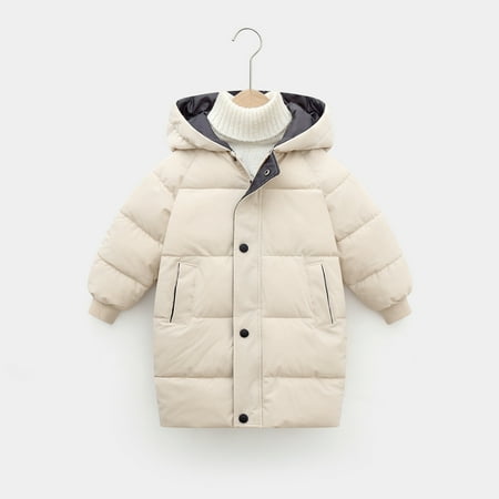 

DENGDENG Toddler Baby Child Children Kids Button Up Hooded Coat Padded Long Sleeve Outerwear Thicken Winter Warm Clothes 1Y-11Y