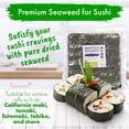 thumbnail image 5 of 100 Full Sheet Roasted Seaweed Sheets for Sushi Rolls - Japanese Nori Sheets For Sushi, California Roll, Onigiri, Musubi, Maki, Bento, Dried Seaweed Snack - Full Sheets of Yaki Nori, 5 of 5