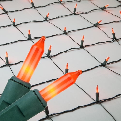 4' X 6' Orange Christmas Net Lights, 150 Lamps On Green Wire - Walmart.com
