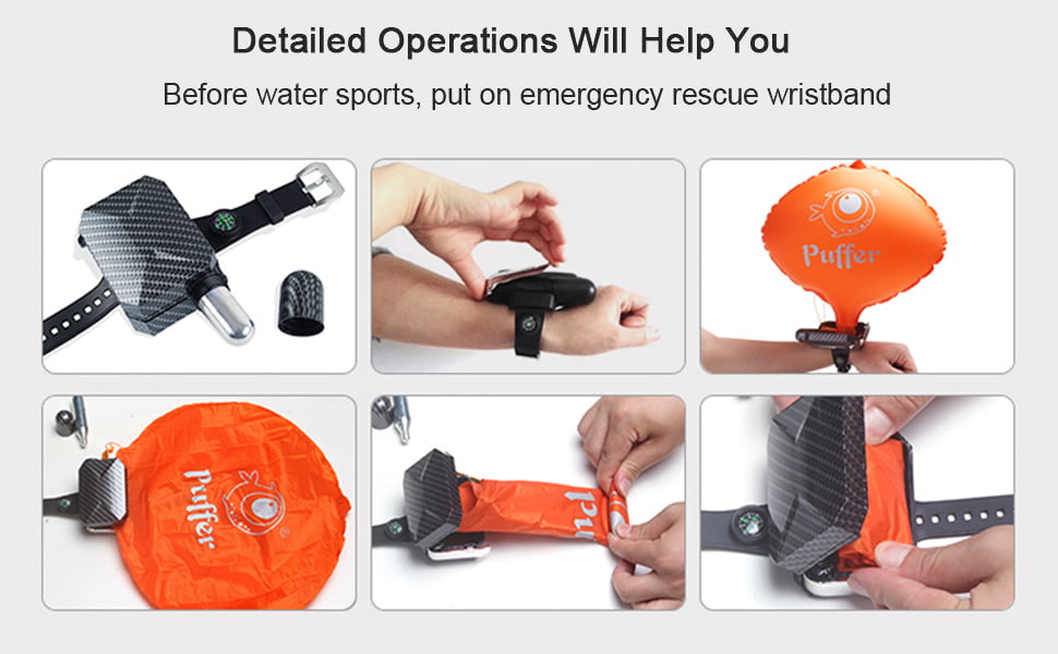 Buoyancy Swim Safety Self-Help in The Water Pstars Anti-Drowning Wristband with Gas Cylinder Wristband Emergency Flotation Device Self-Help Airbag Prevent Drowning Water Aid Lifesaving