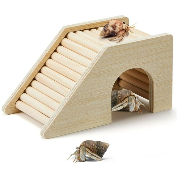 Hermit Crab Climibing Toys,Wooden Hamster House,Small Animals Habitat for Gerbils,Rat,Aquariums Ladder Bridge Ramp,Small Pet Tank or Cage Accessories,Topboutique