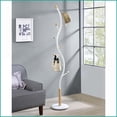 thumbnail image 4 of Coat Racks, Modern White Metal Standing Coat Rack with 9 Oak Hooks | White | Wood, 4 of 6