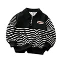 thumbnail image 4 of Iyufng Half Zip Striped Sweatshirts for Boys Ribbed Cuff Relaxed Fit Daily School Long Sleeve Kids Collared Pullover, 4 of 8
