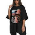 thumbnail image 4 of Plus Size Shirt for Women Oversized Black Tops for Women Short Sleeves Shirt for Women Japanese Attractions T Shirt Crewneck Shirt for Women M, 4 of 5