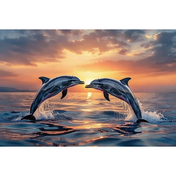 500 Pieces Puzzle for Adult Dolphins in The Sunset Wooden Jigsaw Puzzles Challenging Educational Fun Interactive Toys for Family Creative Gift